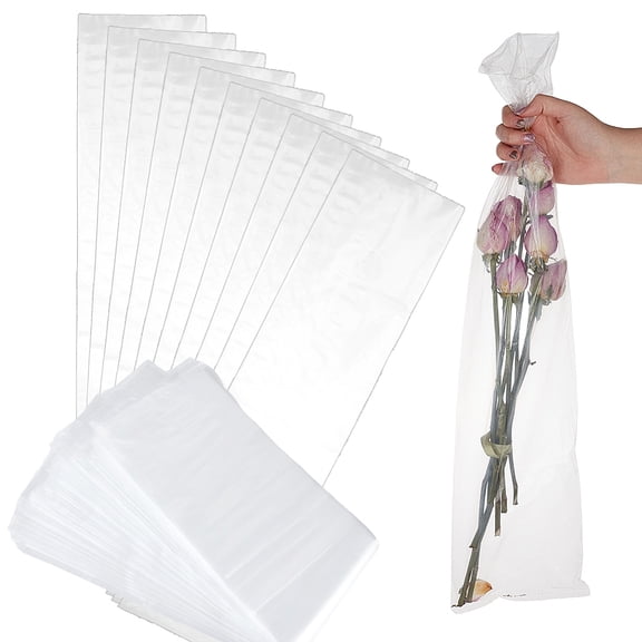 Rectangle Plastic Packaging Long Bags Clear 62.2x15x0.015cm 100pcs/set DIY