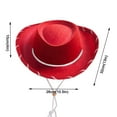 thumbnail image 2 of Segolike Women Men Retro Felt Wide Brim Western Cowboy Cowgirl Hat Outdoor Sun Protect Dress Up Hat with Wind Lanyard Fit Size （Red）, 2 of 8