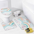 thumbnail image 4 of Rainbow 4 Pcs Shower Curtain Set with Rugs Include Waterproof Shower Curtain Non-Slip Rug Toilet Lid Cover Bath Mat Kids Boys Children Cartoon Cloud Waterproof Personality Pattern Bath Curtain, 4 of 8