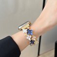 thumbnail image 5 of Flower Pattern Stretchy Metal Bracelet Bands Compatible with Apple Watch Band 38mm 40mm 41mm, Women Fancy Elastic Dressy Wristband for iWatch Series Ultra 9 8 7 6 5 4 3 2 SE - D, 5 of 9
