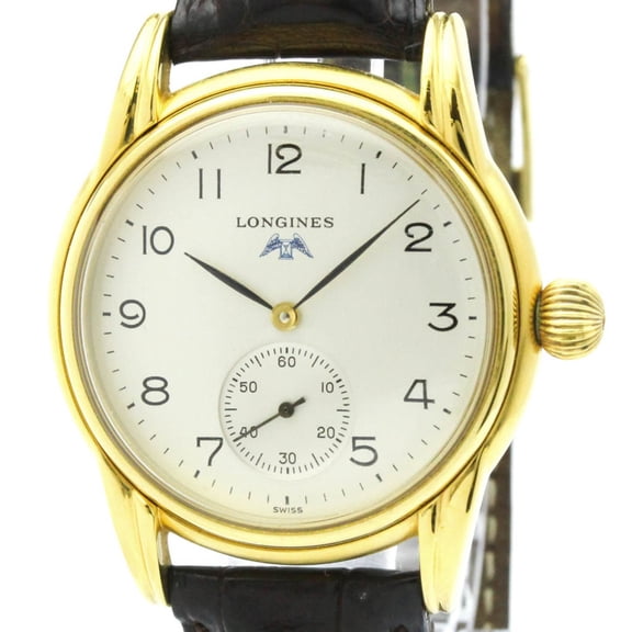Pre-Owned LONGINES Gold Plated Leather Hand-Winding Mens Watch L4.659.2
