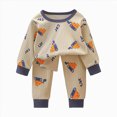 thumbnail image 4 of TOWED22 Toddler Baby Boy Clothes 6 12 18 24 Months 2T 3T 4T 5T 6T Outfits Print Sweatshirt Pullovers Pants Set Fall Winter Size:2-3 Y,Color:Light Gray, 4 of 6