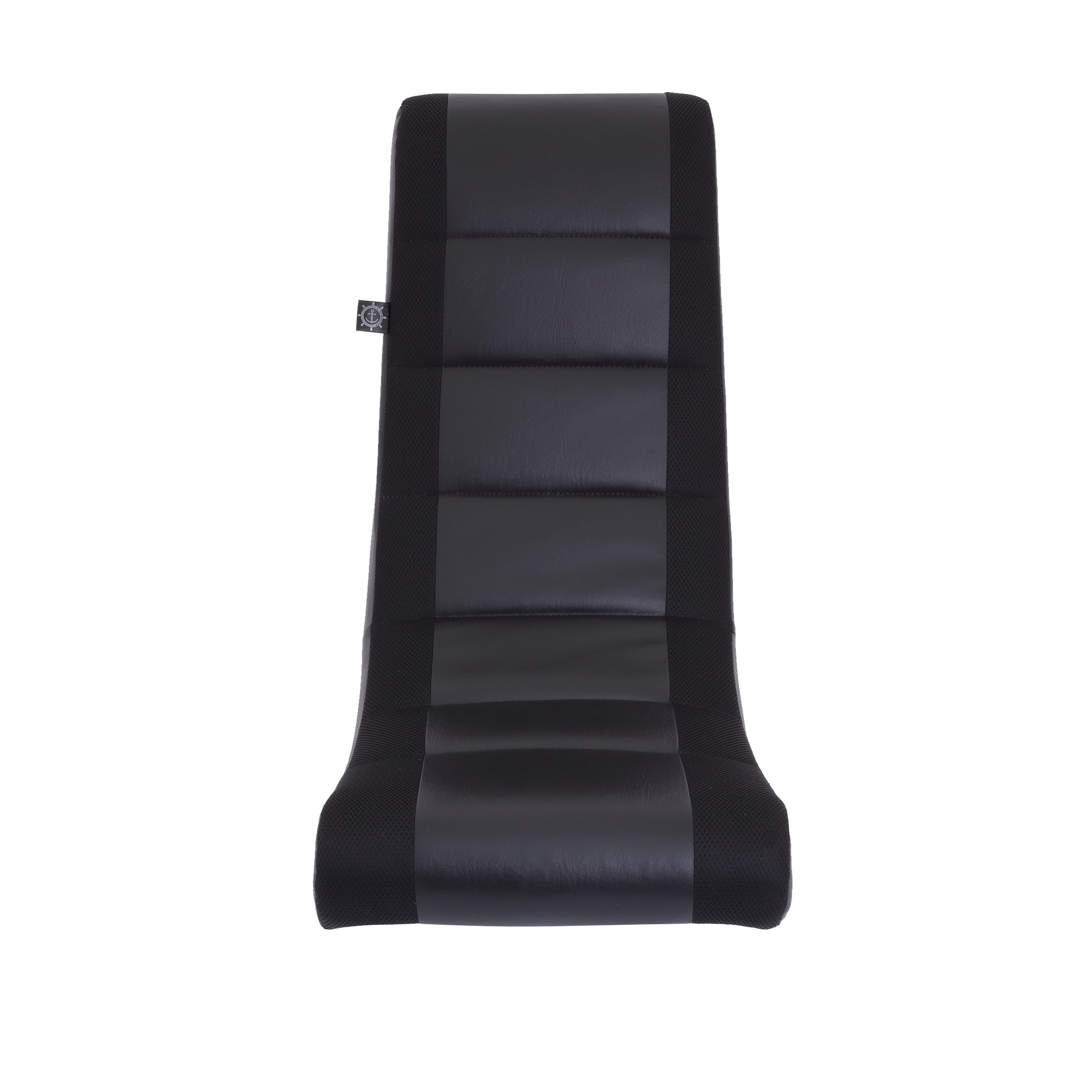 The Crew Furniture Classic Video Rocker Floor Gaming Chair, Kids and Teens, PU Faux Leather & Polyester Mesh, Black/Black