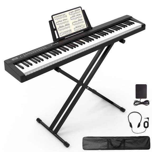 Bfgxuoo Digital Piano 88 Key Full Size Semi Weighted Electric Keyboard Kit with 200 Tones 200 Rhythms 70 Demo Songs Piano Stand Sustain Pedal Bluetooth MIDI USB MP3 for Beginners Kids Adults Students