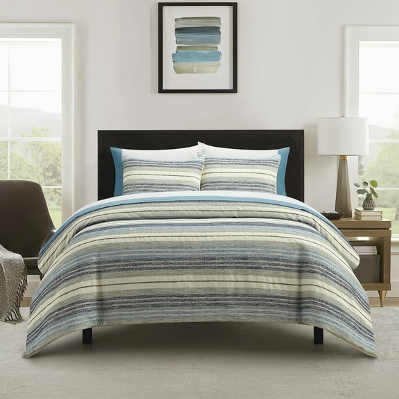 Better Homes & Gardens 7 Piece Woven Stripe Bed in a Bag Comforter Set with Sheets, King