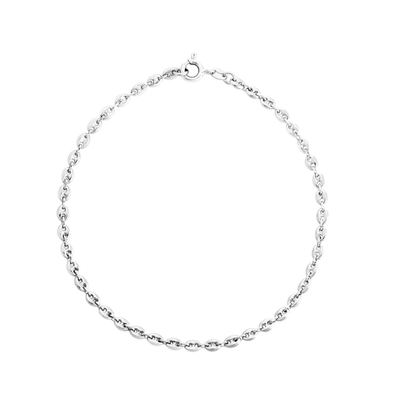 925 Sterling Silver Polished Puffed Mariner Chain Anklet With Lobster Clasp 10 Inch Anklet for Women and Men