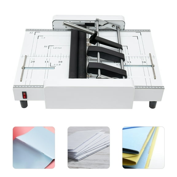 A3 Booklet Folding Binding Machine Paper Stapling Making Book Stapler Office 60W for Homes, Schools