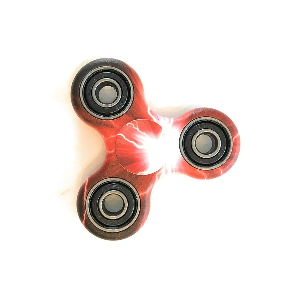 Spinner Squad High Speed & Longest Spin Time Fidget Spinners (red lightning), Metallic Spinner
