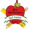 thumbnail image 2 of Teacher Apple with Ruler and Pencil Personalized Christmas Ornament 1st Day of School, 2 of 2