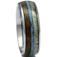 thumbnail image 3 of Deer Antler Ring Wedding Band Tungsten Turquoise Koa Wood 8mm Comfort Fit 7-13 (10), 3 of 6