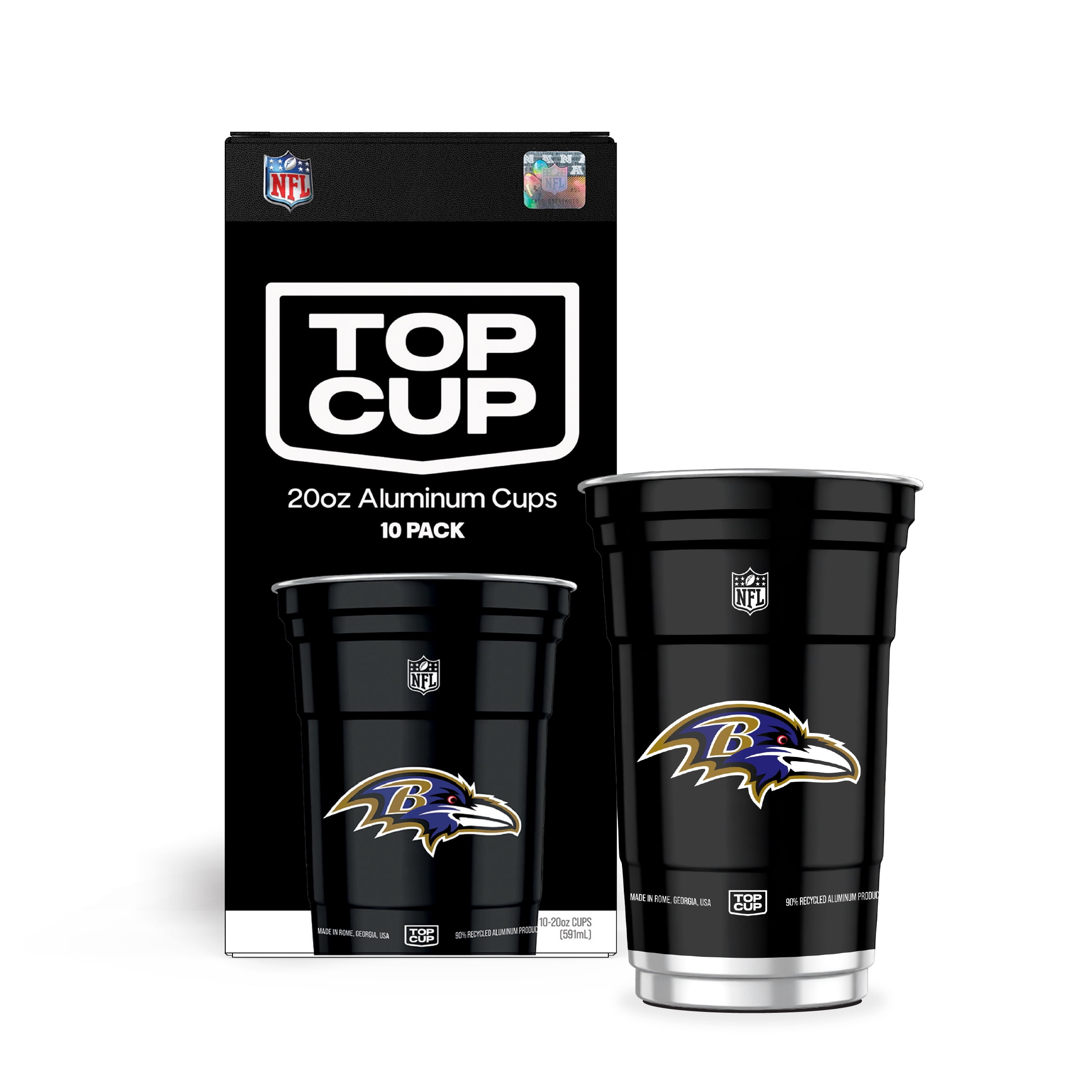 Top Cup NFL Baltimore Ravens Aluminum Party Cups, 20oz, 10 count