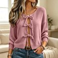 thumbnail image 2 of KICILVS Bow Tie Front Cardigan Women Long Sleeve Soft Knit Cropped Fit Sweater Elastic Cuffs Winter Bolero Top, 2 of 7