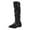Black, variant on Womens Knee High Boots Fashion Retro Pleated Leather Face Pointed Thick Heel Western Cowboy Boots Pull On Long Riding Boots