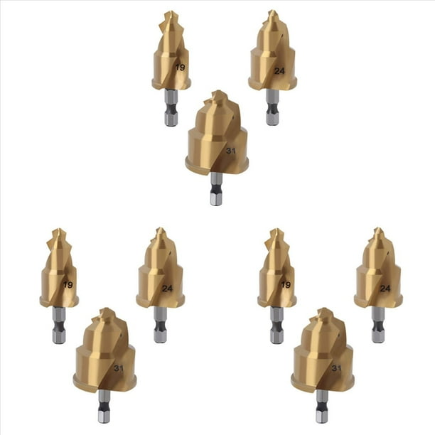 Broca Escalonada de 9 Piezas de 20/25/32 mm con Ranura Giratoria Límite Brocas Cónicas de Elevación PPR para Escariado de Tuberías de Agua