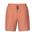 thumbnail image 4 of Lsque Mens Swim Trunks Orange Gingham Pattern - Bathing Suit Compression Liner - Beach Swim Shorts Swimwear - (S-3XL) - Stretch Quick Dry -Large, 4 of 9