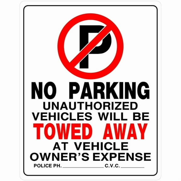 Hillman Group 842196 19 x 15 in. White Plastic Space No Parking Vehicles Will Be Towed Sign -  6 Piece
