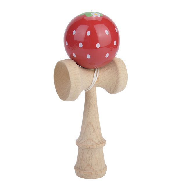 Juguete tradicional japonés para que los niños se diviertan haciendo malabarismos hábiles. Kendama de fresa