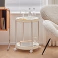 thumbnail image 2 of CNKOO Round Side Table End Coffee Table with Wheel Movable Tray Sofa Cart  Home Coffee Table Movable Shelf Sofa, 2 of 6