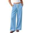 thumbnail image 2 of DJDLJWCJ Teen Girls Fleece Lined Sweatpants 5-15 Thickened Winter Warm Wide Leg Athletic Pants Elastic Waist Side Pocket Casual Pants Blue Size 9, 2 of 9