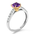 thumbnail image 3 of Gem Stone King 2.30 Ct Purple Amethyst G/H Lab Grown Diamond 10K White Gold Engagement Ring with Yellow Gold Prongs (Size 8), 3 of 4