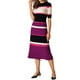 thumbnail image 2 of INSPIRE CHIC Vestidos de punto a rayas para mujer, vestido midi de manga corta, vestido de suéter acanalado en rosa intenso, 2 of 6