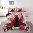thumbnail image 3 of Homewish Black Red Dress Bedding Comforter Set, Romantic Eiffel Tower Twin Comforter Sets, Watercolor Fashion Reversible Bedding Set, Super Cozy Room Decor, 2-Piece, 3 of 8