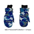 thumbnail image 4 of Inteprter 3 pares de manoplas para niños camuflaje impermeable de invierno para actividades al aire libre azul Suministros térmicos Azul, 4 of 5