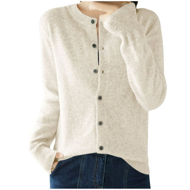 Lovzfmll Cardigan Sweaters for Women, Solid Color Knit Cardigan, Button Front Sweater, Fall Winter Clothing