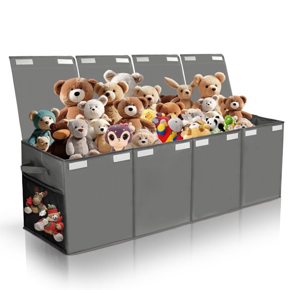 Extra Large Toy Box,200 L Collapsible Sturdy Kids Toy Chest Storage Box with 3 Side bags and Removable Lids, 50.4"X11.8"X14.9",large toy box for Nursery Room, Playroom,Closet,Home Organization,School