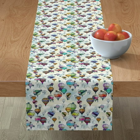 

Cotton Sateen Table Runner 90 - Hot Air Balloon Festival Festive Travel Adventure Print Custom Table Linens by Spoonflower