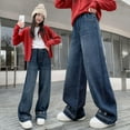 thumbnail image 1 of Cowsor Girls Wide Leg Jeans Baggy High Elastic Waist Denim Pants Cute Y2K Trendy Tween Streetwear, 1 of 7