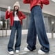 thumbnail image 1 of Cowsor Girls Wide Leg Jeans Baggy High Elastic Waist Denim Pants Cute Y2K Trendy Tween Streetwear, 1 of 7