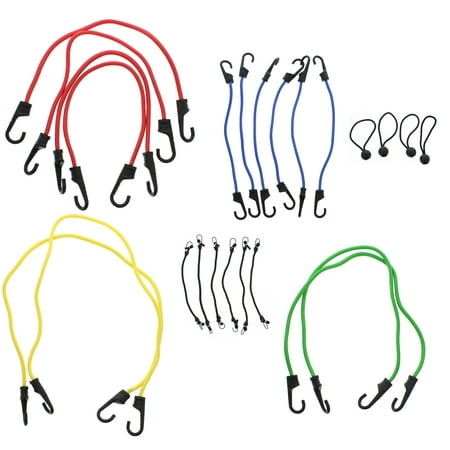 - ABN Heavy Duty Assortment Bungee Cords & Ties, 10, 18, 24, 32 & 40-Inch, 24 Pack