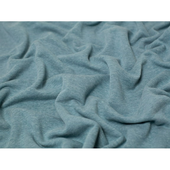 Melange Polycotton Fleece Back Sweatshirt Stretch Knit Fabric Petrol - per yard