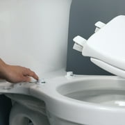 Mayfair Round Enameled Wood Toilet Seat in White with Easy·Clean Hinge