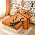 thumbnail image 2 of meiyoeat Sport Basketball Player Twin Sheets for Boys, Abstract Stripes Bedding, Orange Black, 3-Piece, 1 Flat Sheet, 1 Fitted Sheet and 1 Pillowcase, 2 of 6