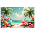 thumbnail image 2 of Vintage Tropical Flamingo Banner Palm Trees Beach Sunset for Summer Beach Party Wedding Travel, 2 of 8