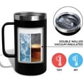 thumbnail image 3 of 24oz Mug with Handle and Lid, Stainless Steel Coffee Mug, Reusable Insulated Cup, Travel Mug with Handle, Double Wall Vacuum Coffee Tumbler for Men and Women, Black, Pack 1, 3 of 4