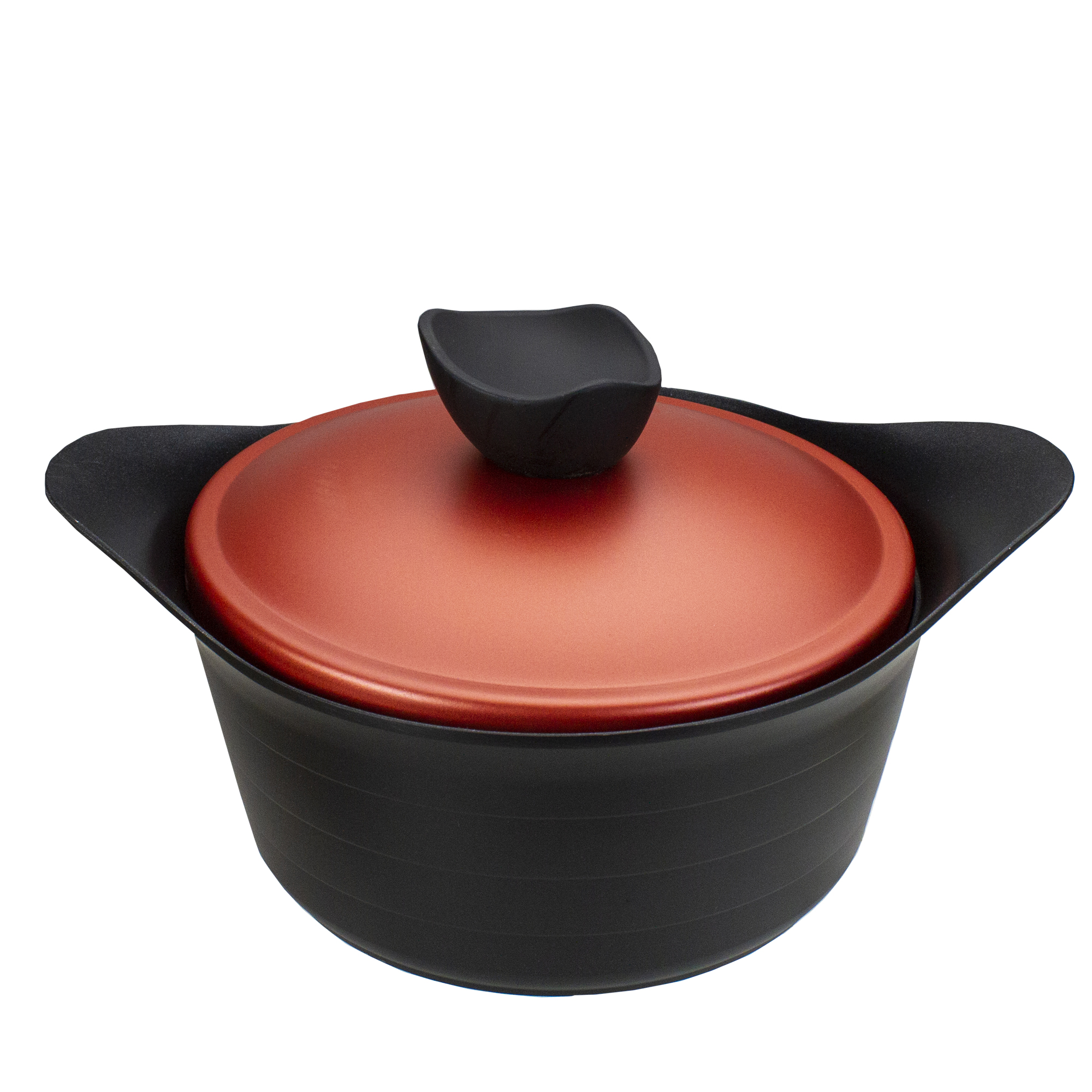 11.25" Aluminum Black and Orange NonStick Multi Use Pot with Lid