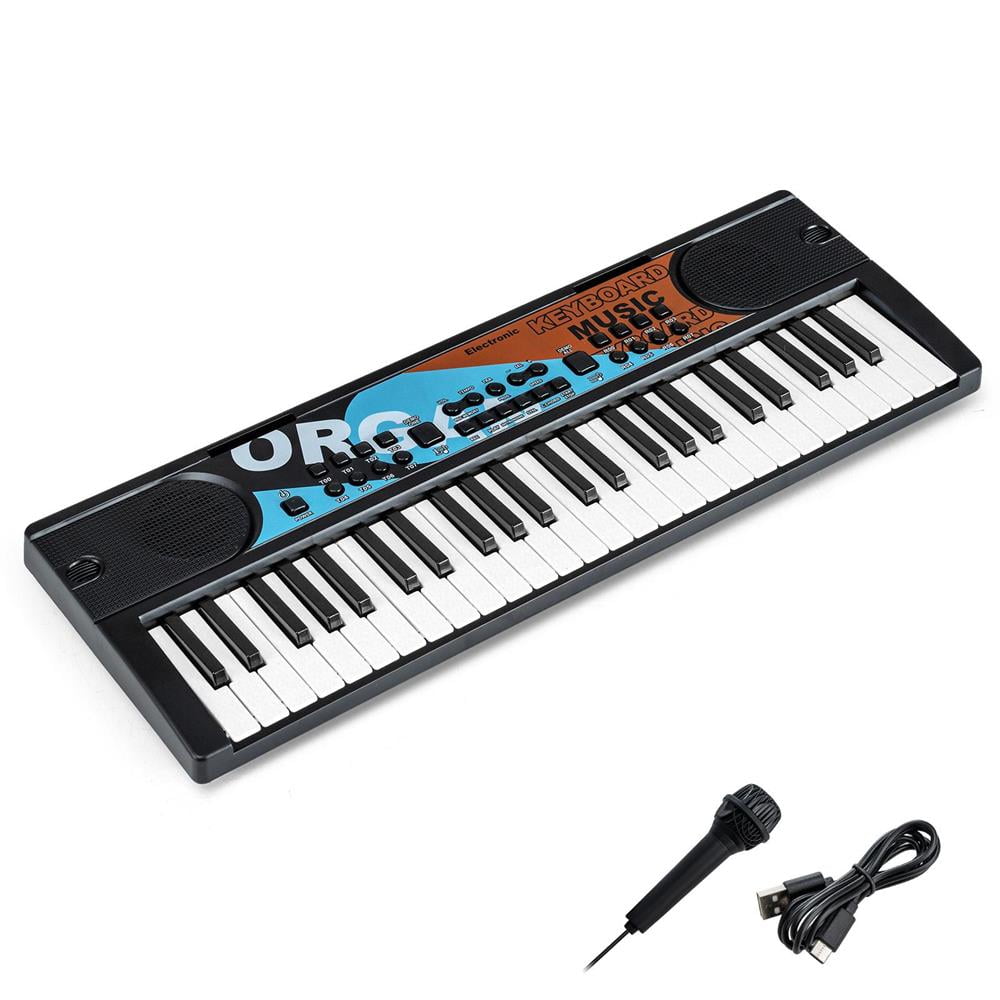 Topcobe Kids Piano Keyboard 49 Keys Portable Electric Keyboard Piano with 8 Rhythms 8 Tones, Keyboard Piano, Music Keyboard-Black