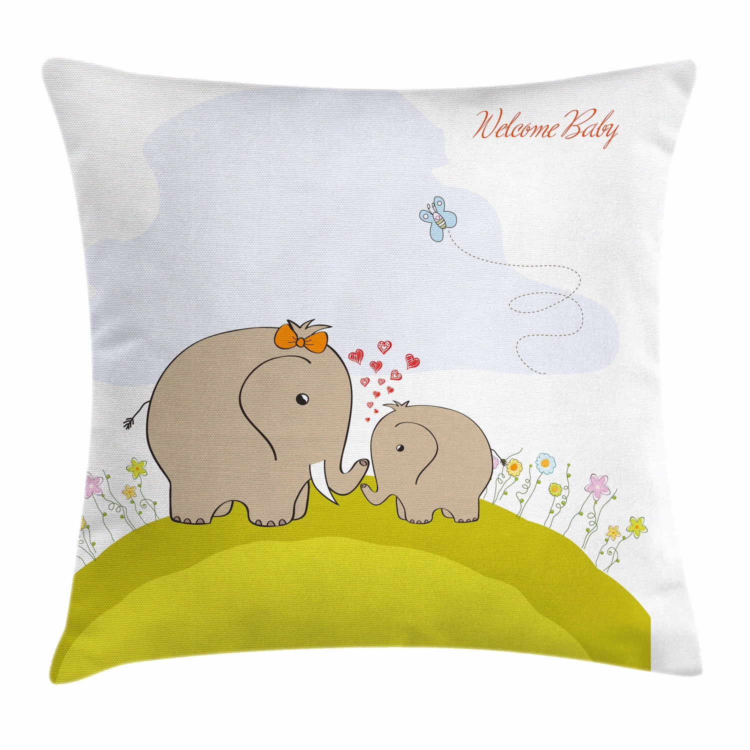 Lovely Multi Elephant Pattern Pillow Covers Decorative for Girls with Zip Square Cushion Covers for Bedroom