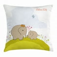 thumbnail image 1 of Nursery Throw Pillow Cushion Cover, Baby Shower Inspired with Mother Baby Elephant Love Children, Decorative Square Accent Pillow Case, 16 X 16 Inches, Cocoa Baby Blue Pistachio Green, by Ambesonne, 1 of 2