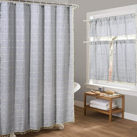 Fanshowmodern Farmhouse Shower Curtain, White Linen Farmhouse Shower Curtain