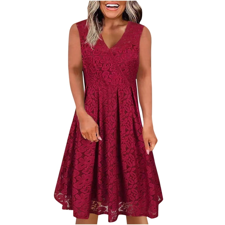 Dailytrove Women's Plus Size Swing Dress-Sleeveless-Fit & Flare-Polyester-For Casual Gathering/Everyday-Plus Size Friendly, Size: DT-XL