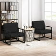 thumbnail image 3 of Modern Accent Chair, PU Leather Tufted Upholstered Reading Chair Lounge Chair with Thick Backrest and Seat Cushions, Living Room Chair Armchair with Stury Steel Frame for Bedroom Apartment, Black, 3 of 7