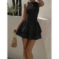 thumbnail image 4 of Red Plaid Sleeveless Ruched Mini Dress, Sweet French Style Summer Vacation Dress, 4 of 10