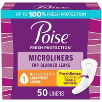 Poise Microliners Incontinence Panty Liners, 1 Drop Lightest Absorbency, Long, 50 Count