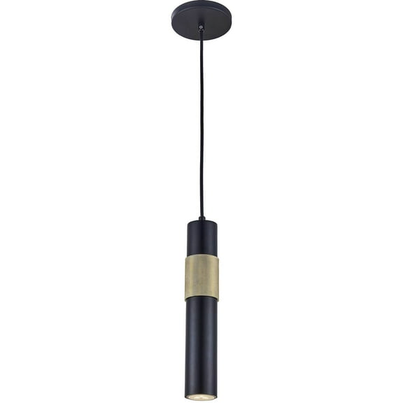 Dainolite 1 Light Halogen Pendant Matte Black/Aged Brass