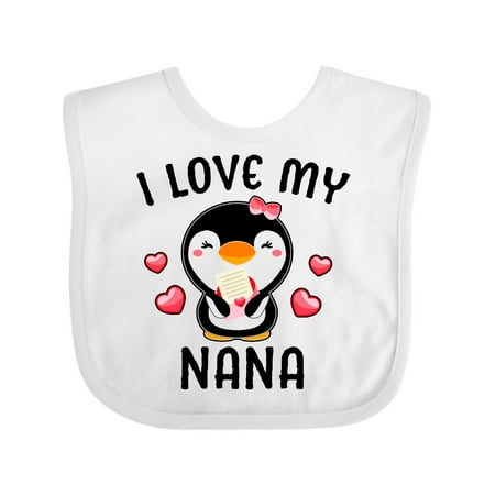 

Inktastic I Love My Nana with Cute Penguin and Hearts Gift Baby Girl Bib