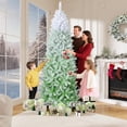 thumbnail image 3 of Bingirl 6ft Green Gradient Snow Flocked Pencil Christmas Tree with Metal Stand, 3 of 7